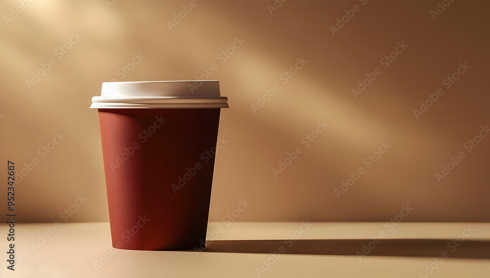 A simple red coffee cup resting on a flat surface, illuminated by soft light, ideal for beverage-themed graphics and designs. A simple red coffee cup resting on a flat surface, illuminated by soft light, ideal for beverage-themed graphics and designs.