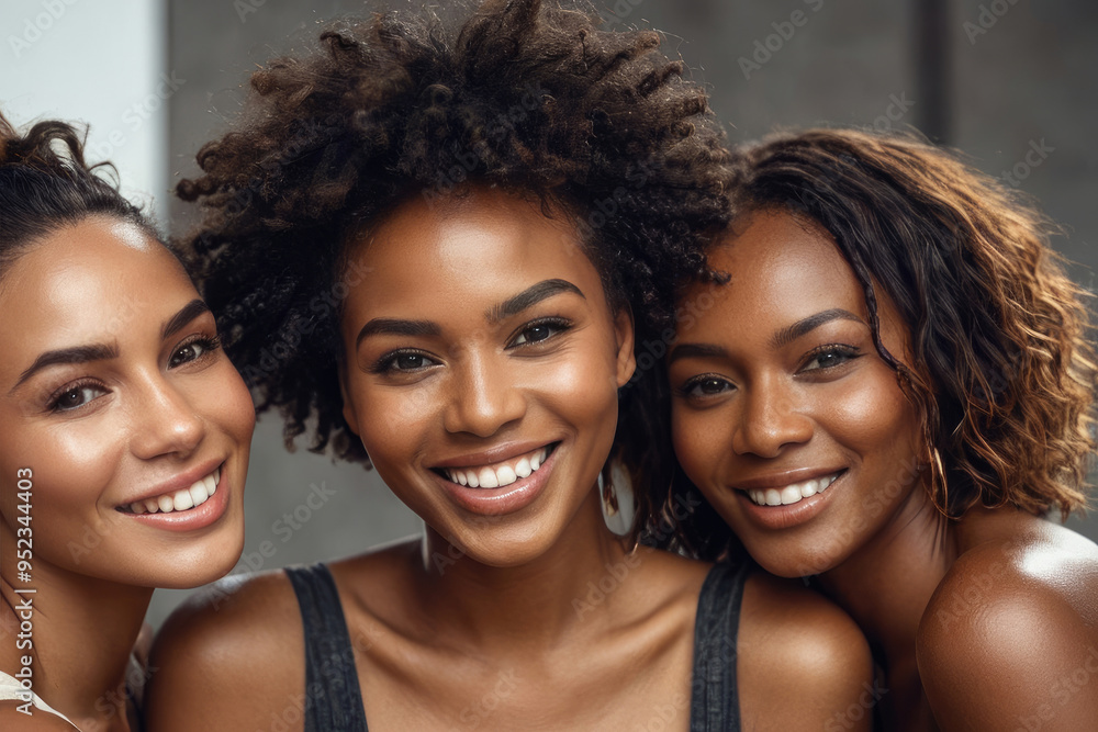 beauty and happy black women for natural wellness, skincare and togetherness, empowerment or unity beauty and happy black women for natural wellness, skincare and togetherness, empowerment or unity