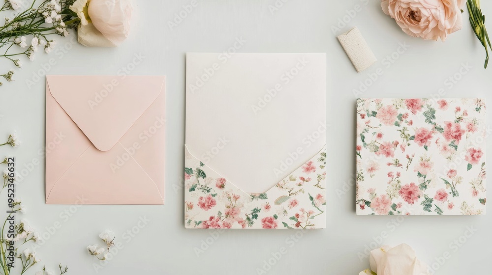 A stack of three cards with floral designs on them A stack of three cards with floral designs on them