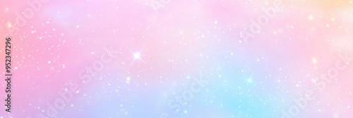 a soft rainbow unicorn backdrop with glittering stars. A rosy, dreamy, fuzzy sky. attractive holographic region.