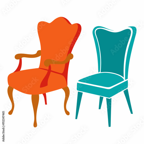 set of furniture, chair vector silhouette, isolated on white