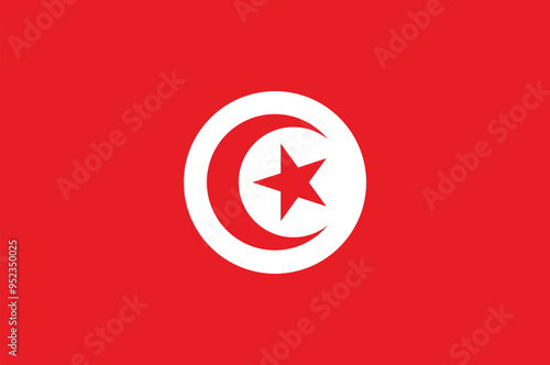 Flag of Republic of Tunisia. Tunisia flag. National flag of Tunisia. Vector illustration.	