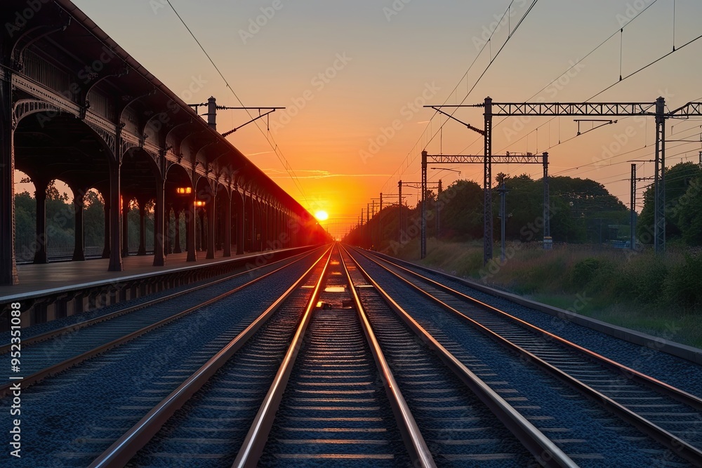 Railway Passage Bathed in Sunset Glow Railway Passage Bathed in Sunset Glow