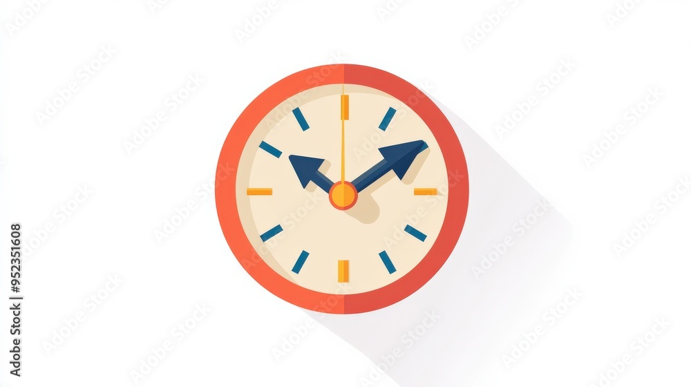 Clock with forward arrow, minimalist style, flat design illustration on white background, copy space for stock photo with minimal concept, No logo, No Trademark, No text Clock with forward arrow, minimalist style, flat design illustration on white background, copy space for stock photo with minimal concept, No logo, No Trademark, No text