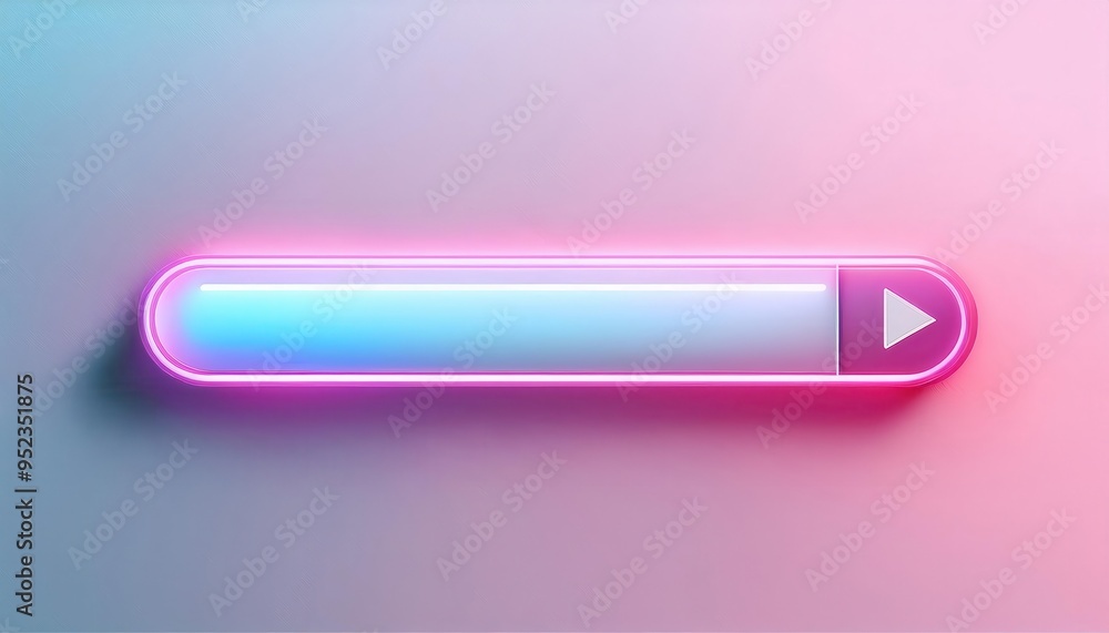 A vibrant neon play button on a gradient background, perfect for media and technology themes in digital design.
