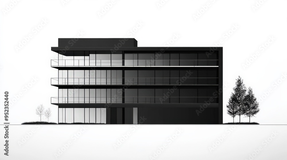 Office building silhouette, simple lines, minimal flat design illustration on white background, copy space for stock photo with minimal concept, No logo, No Trademark, No text Office building silhouette, simple lines, minimal flat design illustration on white background, copy space for stock photo with minimal concept, No logo, No Trademark, No text