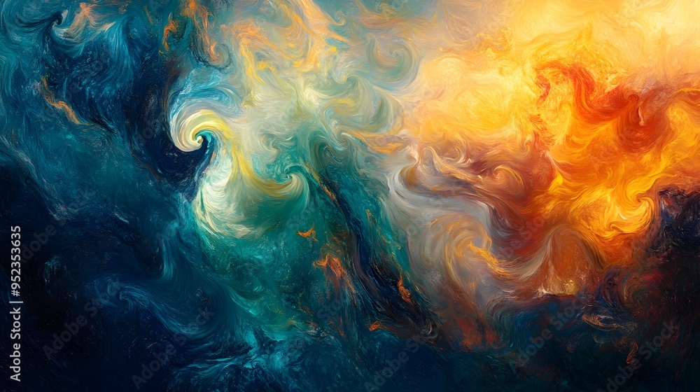 Fototapeta premium Vibrant Surreal Dreamscape with Impressionistic Swirls of Color and Form