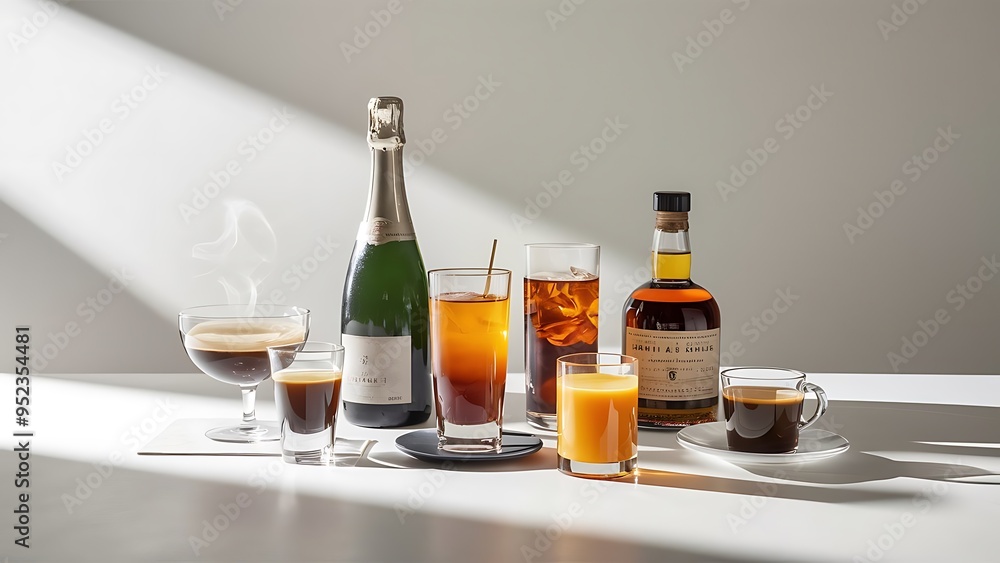 Different drinks on white background Different drinks on white background