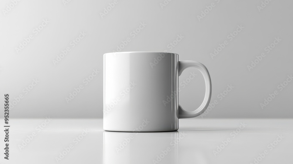 Obraz premium Clean white mug, isolated on a white background, 3D render illustration, copy space for stock photo with minimal concept, No logo, No Trademark, No text