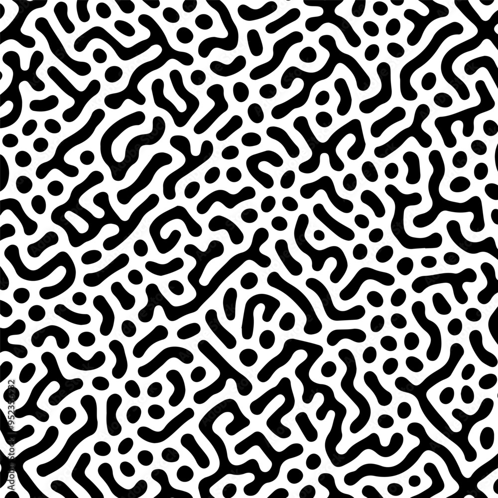 Organic bacterial black and white abstract seamless pattern in bold and modern vector design Organic bacterial black and white abstract seamless pattern in bold and modern vector design