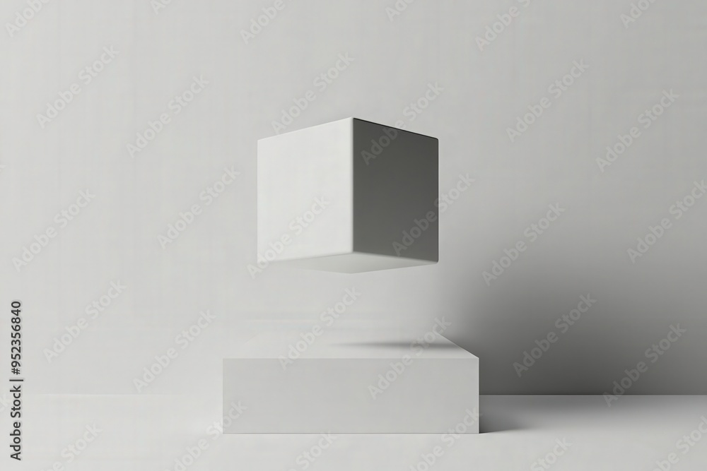 Minimalist abstract cube, floating on a white background, 3D render illustration, copy space for stock photo with minimal concept, No logo, No Trademark, No text Minimalist abstract cube, floating on a white background, 3D render illustration, copy space for stock photo with minimal concept, No logo, No Trademark, No text
