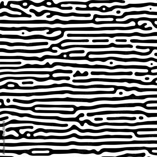 Abstract maze seamless pattern in organic modern black and white minimalist geometric shape design