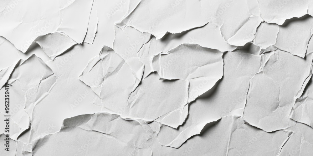 White backdrop with crumpled and creased paper texture, ancient grunge style, ripped and broken antique collage posters, placard White backdrop with crumpled and creased paper texture, ancient grunge style, ripped and broken antique collage posters, placard