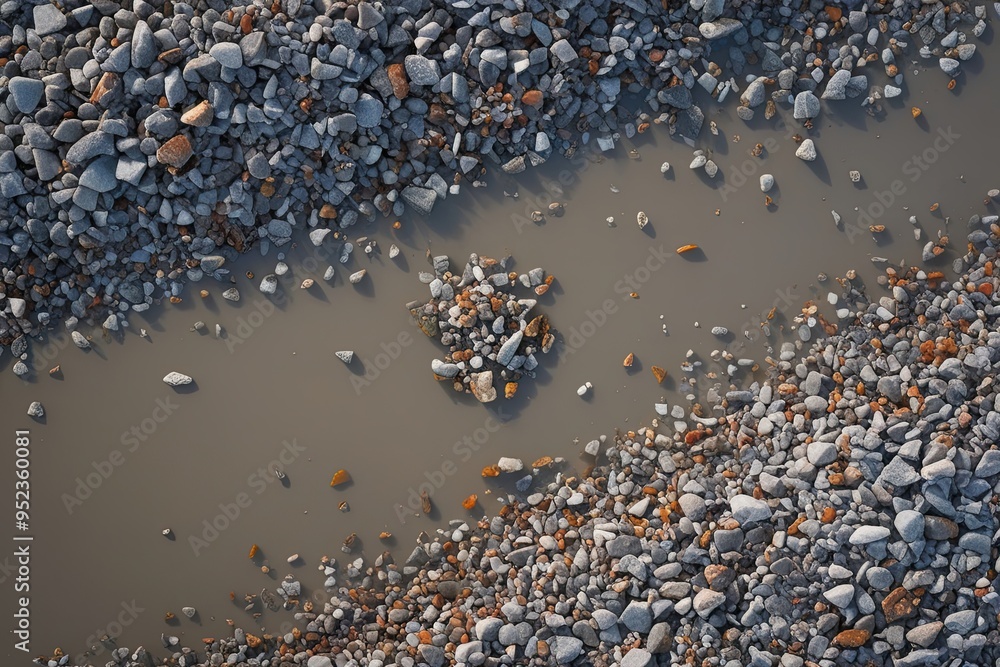 Gravel Fragments Floating in a Scattered Cluster on a Muted Layer Gravel Fragments Floating in a Scattered Cluster on a Muted Layer
