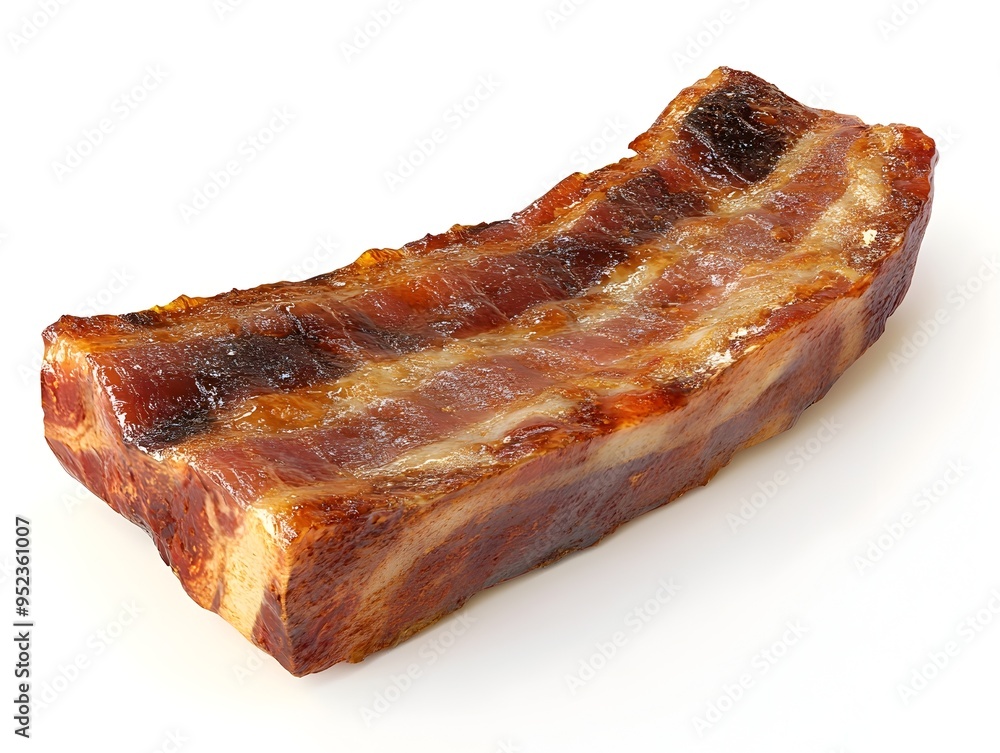 Tantalizing Bacon Slice Against a Pristine White Background Tantalizing Bacon Slice Against a Pristine White Background