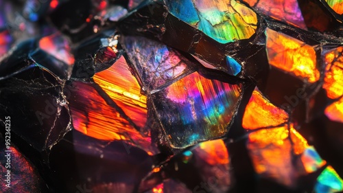 Polished ammolite with vibr...