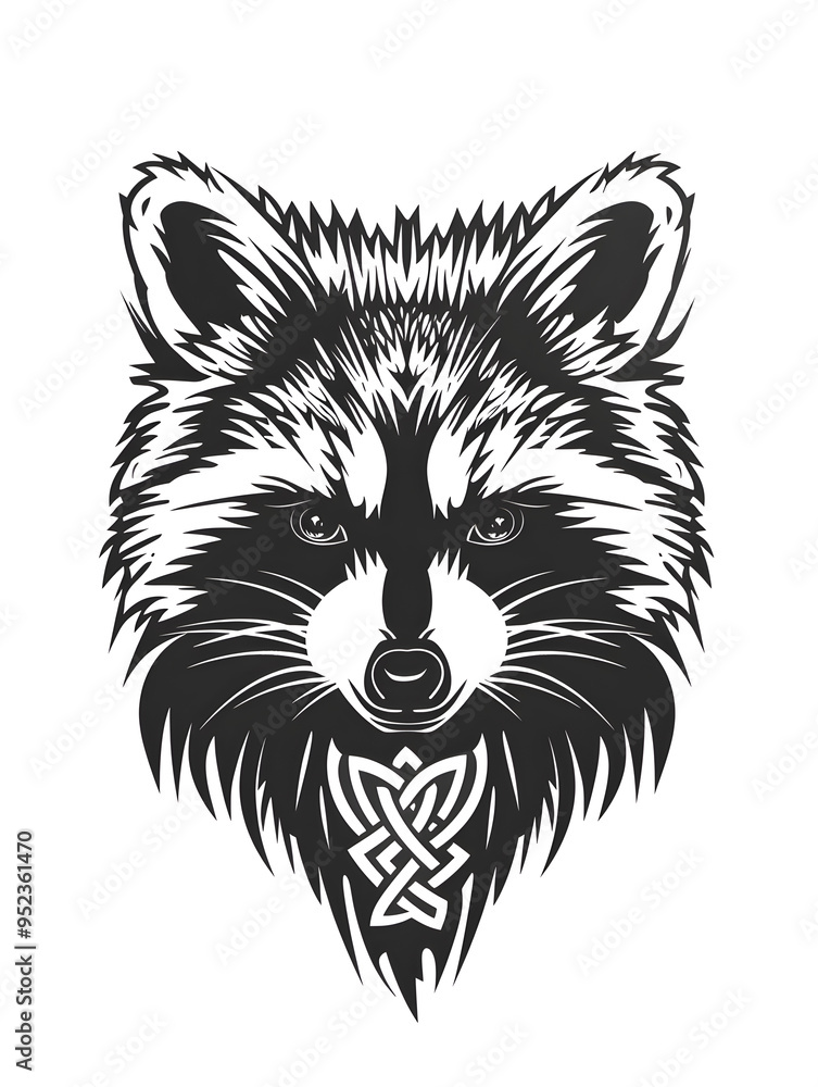 Obraz premium Raccoon head very simple traditional tattoo flash styles illustration