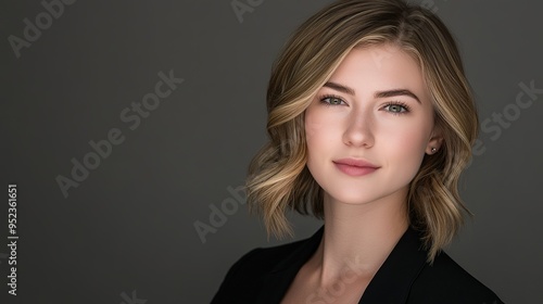 Professional headshot of a woman in a business suit with a soft focus and clean backdrop