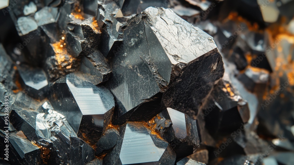 Polished hematite gemstone with metallic sheen and sharp crystal edges. Polished hematite gemstone with metallic sheen and sharp crystal edges.