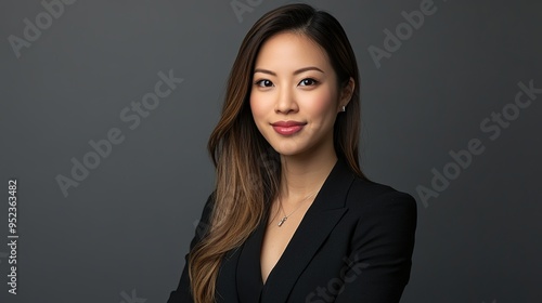 Professional headshot of a woman in a business suit with a soft focus and clean backdrop