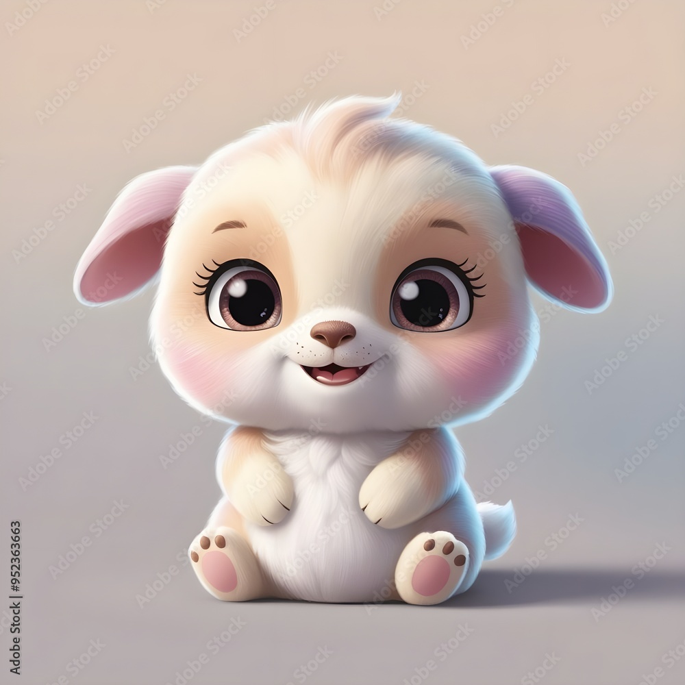 Fototapeta premium Cute animal character sitting,Generative A,