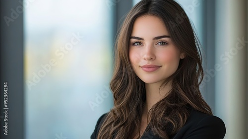 Free Download Professional headshot of a woman in a business suit with a soft focus and clean backdrop - GFXLoad