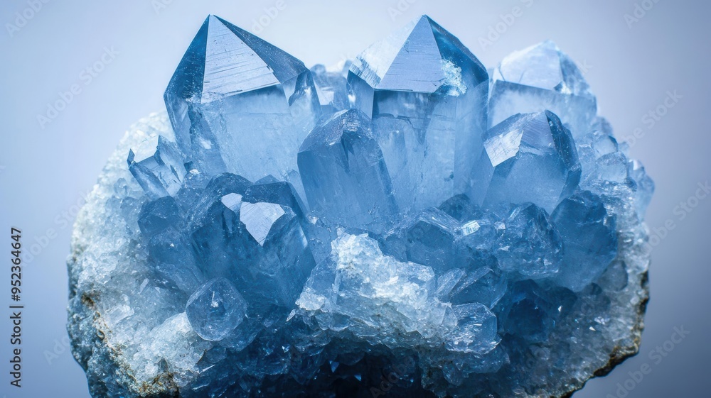 Light blue celestite crystal with unique structures and smooth surfaces. Light blue celestite crystal with unique structures and smooth surfaces.