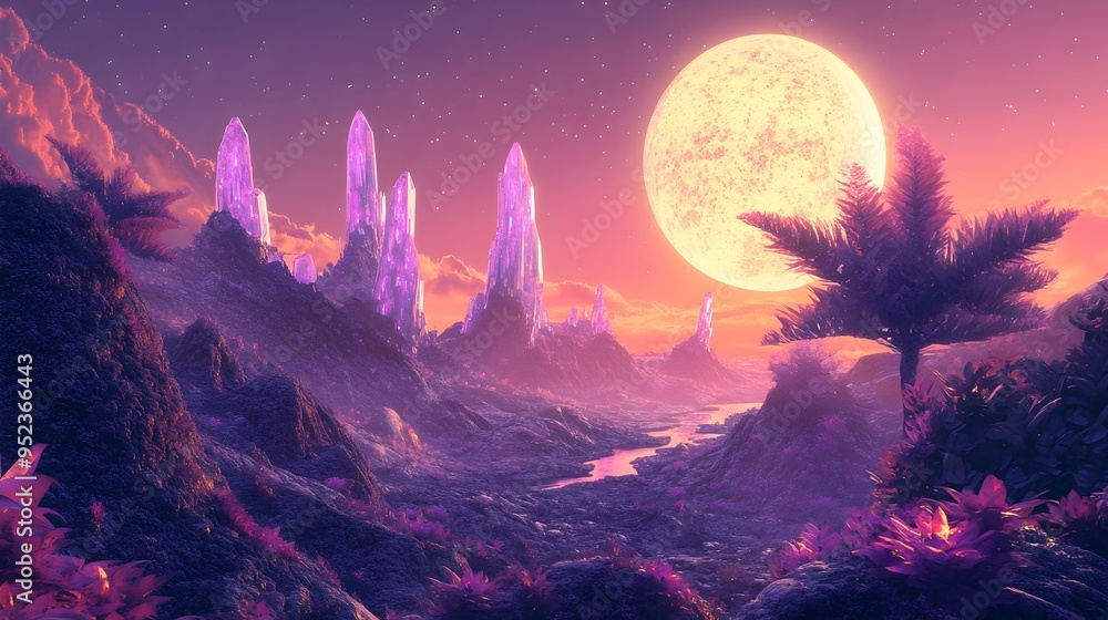 custom made wallpaper toronto digitalEnchanting Surreal Landscape with Floating Islands and Luminescent Alien Vegetation