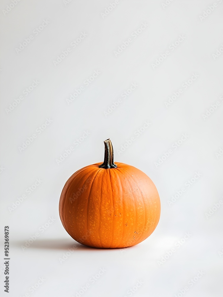 Vibrant Orange Pumpkin on Crisp White Background with Minimal Aesthetic Vibrant Orange Pumpkin on Crisp White Background with Minimal Aesthetic