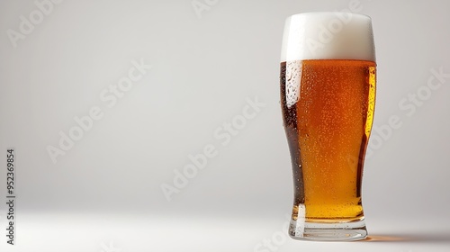 Glass of light beer isolated on white : Generative AI