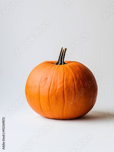 Vibrant Orange Pumpkin on Clean Minimalist White Background