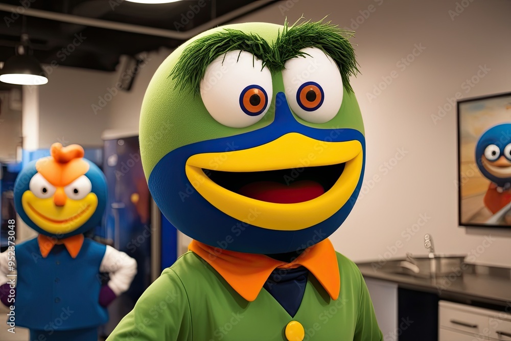 Fototapeta premium Charming Animated Mascots from the 2010s with Unique Faces and Quirky Designs