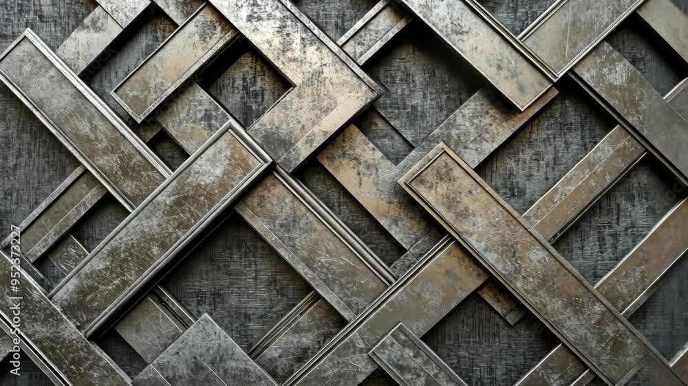Intricate geometric metal pattern wall art in modern interior design featuring a bold industrial aesthetic Intricate geometric metal pattern wall art in modern interior design featuring a bold industrial aesthetic