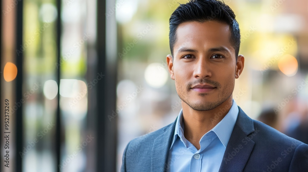 Confident young man looking directly at the camera. Confident young man looking directly at the camera.