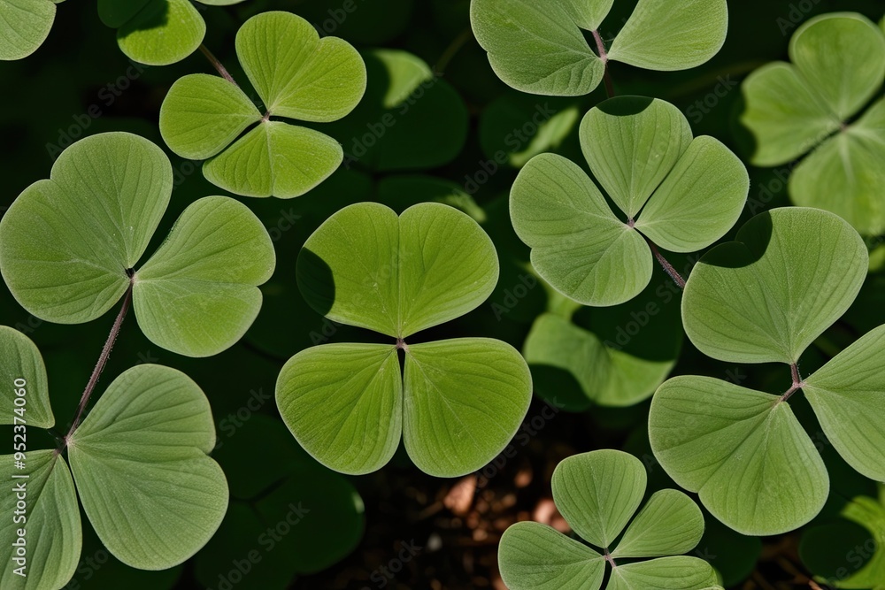 Clover Leaves and Plant Shadows in a Natural Garden Setting Clover Leaves and Plant Shadows in a Natural Garden Setting