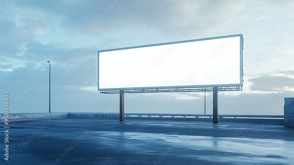 Obraz premium Blank Billboard on a Foggy Highway