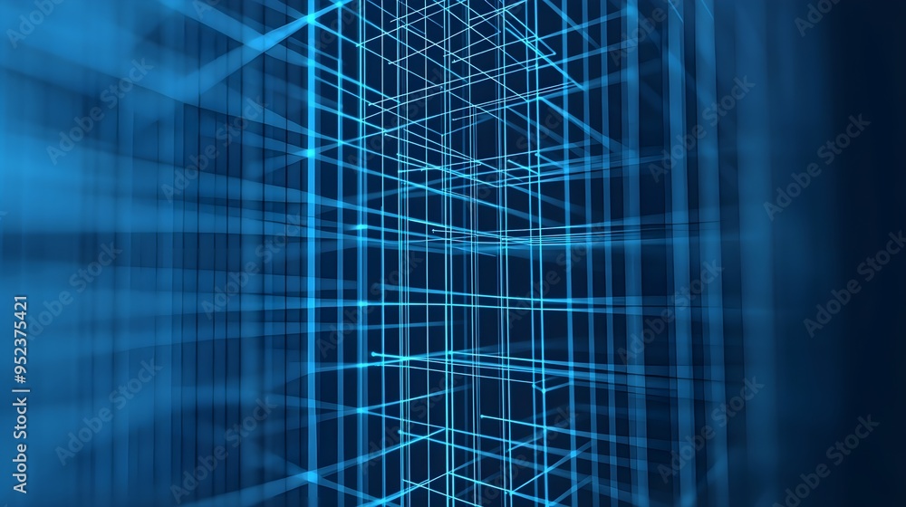 Obraz premium Abstract Blue Grid Background - Technology, Future, Design