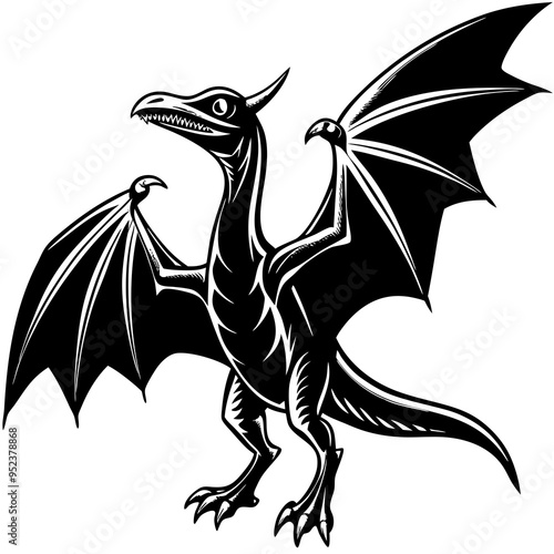 pterodactyl vector silhouette black