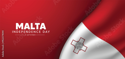 Malta Independence Day 21 September waving flag vector poster