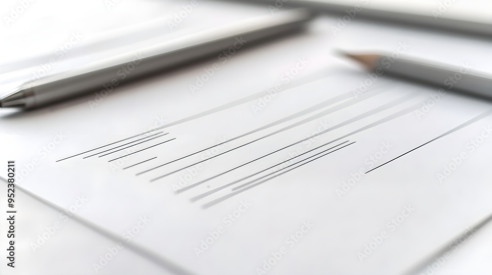 Blank Paper with Pens - Minimalist Office Background Blank Paper with Pens - Minimalist Office Background
