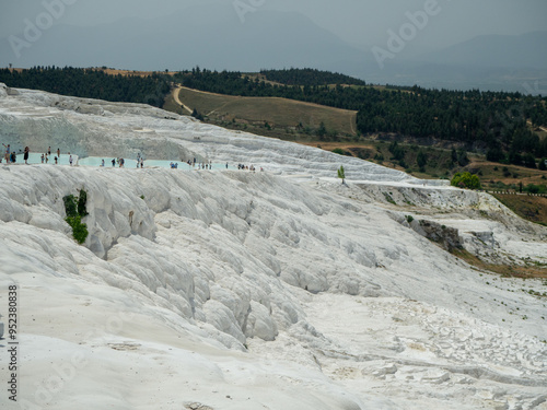 Pamukkale travertine terraces and the ancient Greek city of Hierapolis, Turkey