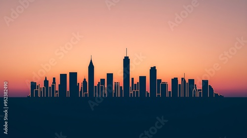 City Skyline Silhouette at Sunset - Minimalist Design