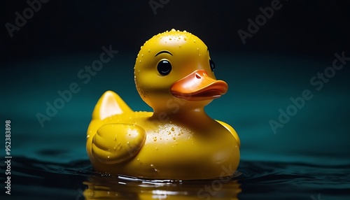 Rubber duckie day concept. Yellow rubber dack over black abd white background8 photo