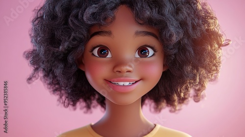 Wallpaper Mural Smiling cartoon curly haired African girl
 Torontodigital.ca