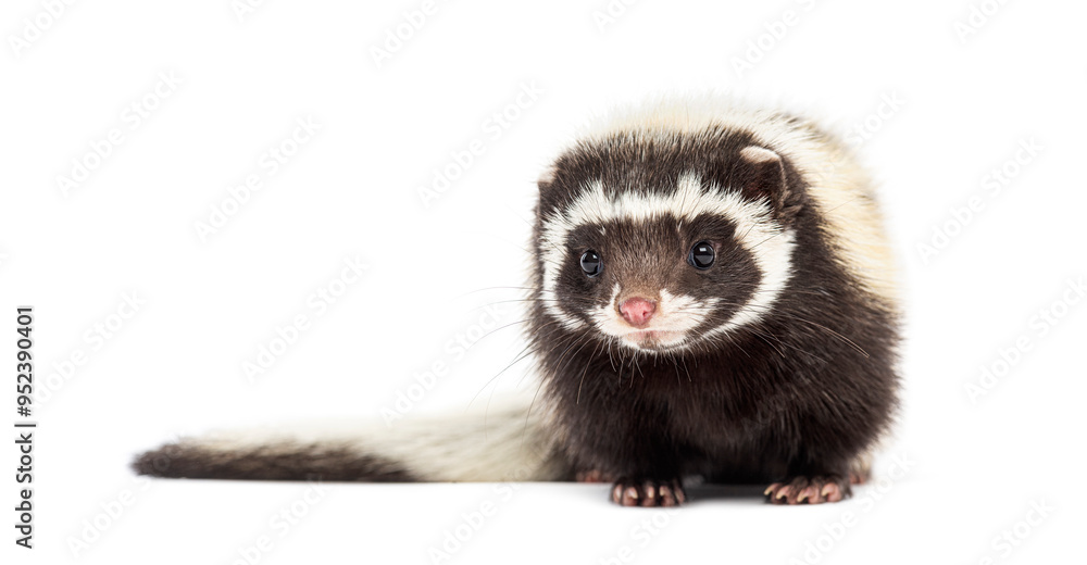 Saharan striped polecat, Ictonyx libycus, facing and looking at the camera Saharan striped polecat, Ictonyx libycus, facing and looking at the camera
