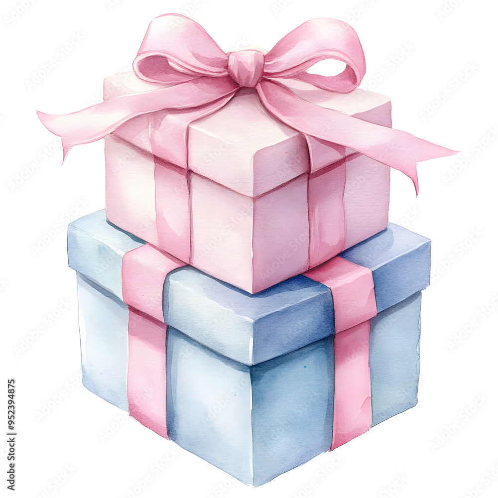 Obraz premium Beautifully wrapped gift boxes with pastel colors and ribbons, perfect for celebrations and special occasions.