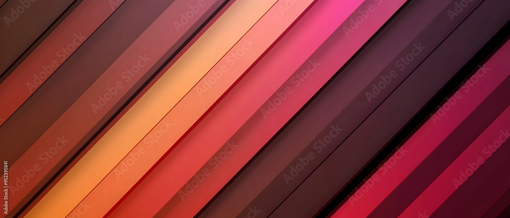 Obraz premium A flat illustration of a vibrant abstract background, diagonal stripes with a gradient transition from deep brown to dark red, fluid transitions, layered gradient effects, soft focus, rich color
