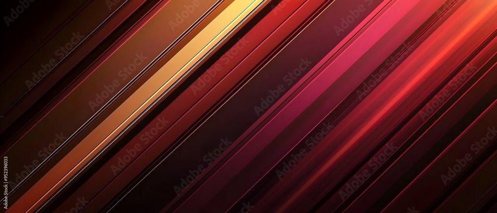 Fototapeta premium A flat illustration of a vibrant abstract background, diagonal stripes with a gradient transition from deep brown to dark red, fluid transitions, layered gradient effects, soft focus, rich color
