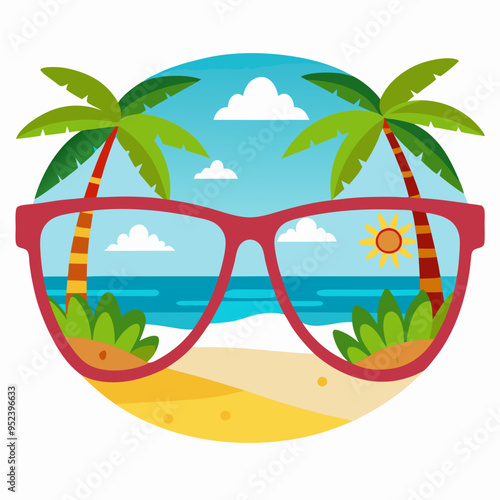 Summer background with summer sunglasses, summer theme 