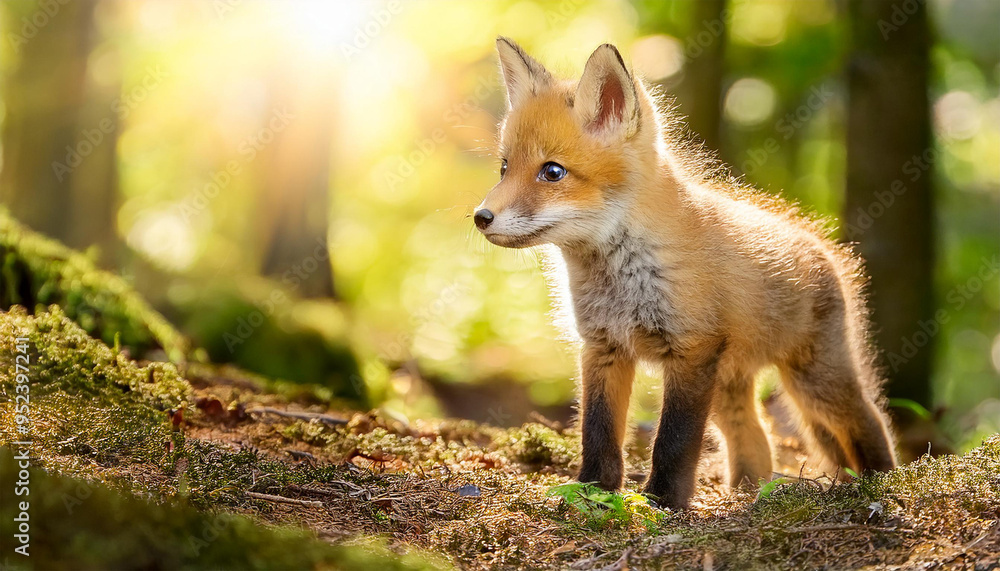 Cute Fox Cub in the Forest Cute Fox Cub in the Forest